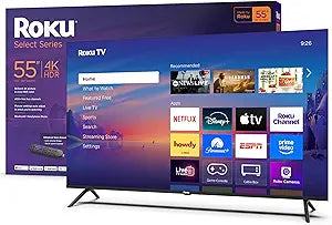 Roku Smart TV – 55-Inch Select Series, 4K HDR TV – Roku TV with Enhanced Voice Remote – Flat Screen LED Television with Wi-Fi for Streaming Live Local News, Sports, Family Entertainment