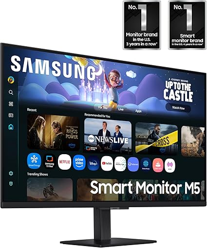 SAMSUNG 32-Inch M5 (M50F) Series FHD Smart Monitor with Streaming TV, Speakers, HDR10, Gaming Hub, Multiple Ports, Workout Tracker, Vision Accessibility Tools, Black, LS32FM502ENXZA